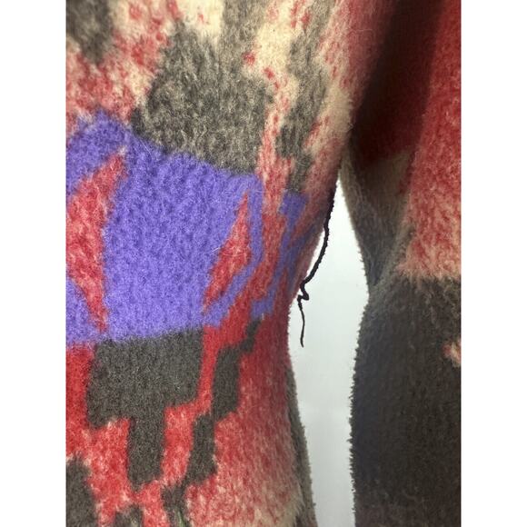 Tasha Polizzi Aztec Southwestern Blanket Coat Faux Fur Hooded Large *NO BELT* - Picture 14 of 16